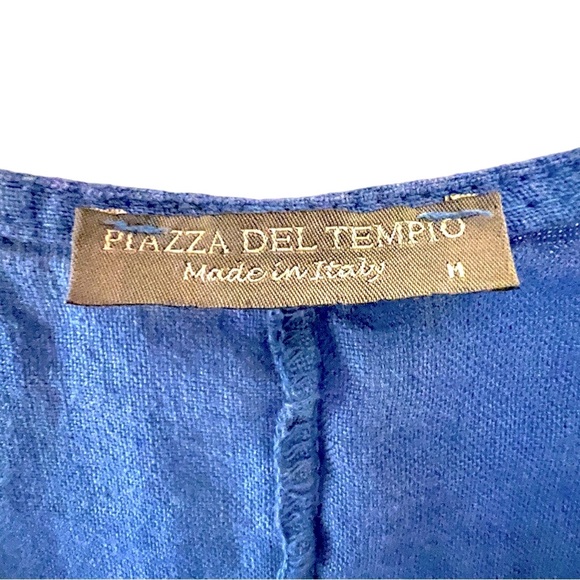 Piazza Del Tempio | Linen Elbow Sleeve Ruffle Dress | Medium | Blue | $35 - Picture 4 of 6